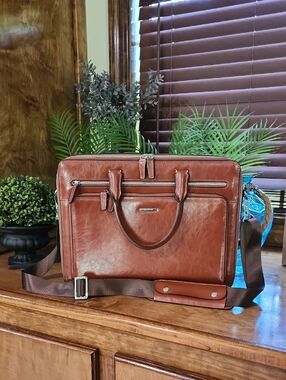 Brown Leather Briefcase Shoulder Bag